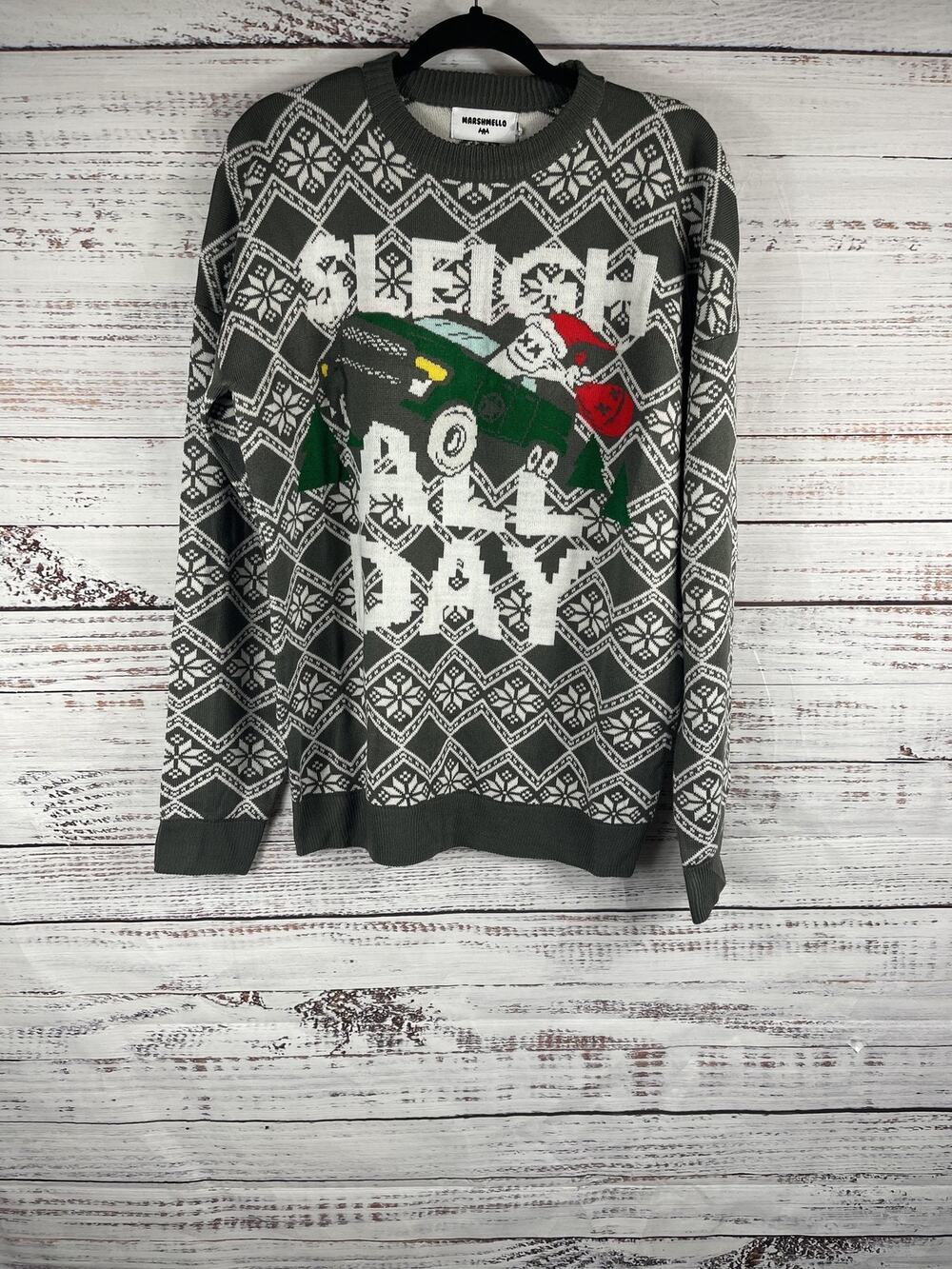 Marshmello Sweater Men's Size M Sleigh All Day Christmas Ugly Holiday Pullover
